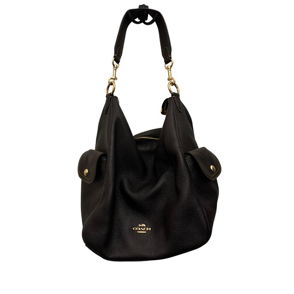 Coach Handbags - Coach Black Pebbled Leather Shoulder Bag Hobo Gold Hardware H2222-6152